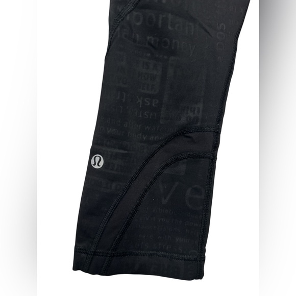 LULULEMON Wunder Under HR Crop 23" Manifesto Foil Black Size 6 - Picture 3 of 8